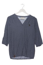 NAKETANO Langarm-Bluse Damen Bluse Gr. DE 34 blau-weiß Casual-Look