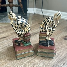 French Harlequin Joker Bookends HandPainted A...