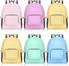 6 Pcs 17 Inch Backpacks in Bulk Foldable Basic Colorful Assorted Colors Lightwei