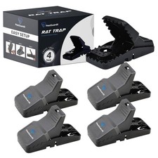 Large Rat Traps - 4-Pack Reusable Snap Traps for Rats, Mice & Squirrels –