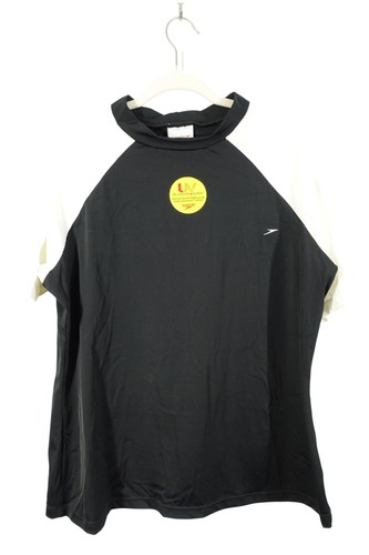 Speedo Rash Guard Camicia Uomo XL Nero Bianco Colorblock Block The Burn Swim - Foto 1 di 9