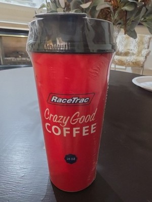 Race Trac 'Raising The Coffee Bar' 16 Oz Hot/Cold Travel Coffee Cup W 5 Refills