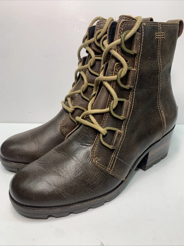 sorel cate lace ankle leather boots