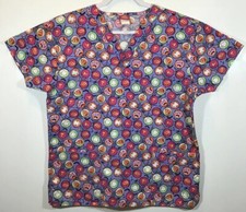 Halloween Scrub Top womens size M Medium by Dickies Ghosts Pumpkins Boo Purple