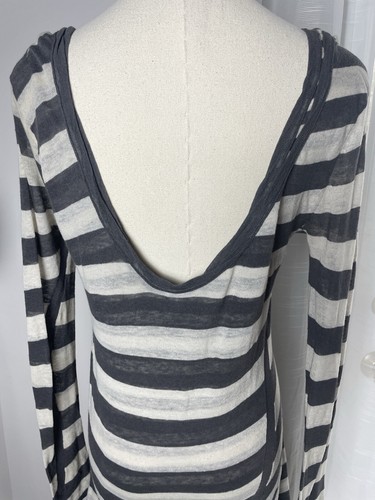 Rag & Bone Womens Gray Linen Striped Long Sleeve Casual T-Shirt Dress Small - Picture 5 of 8