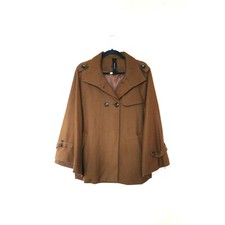 Eslarin Caramel Brown Wool Double Breast Poncho Jacket