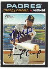 FRANCHY CORDERO SIGNED 2020 TOPPS HERITAGE BASEBALL CARD SAN DIEGO PADRES #584