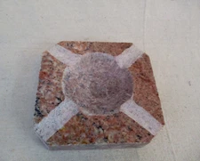 Handmade Marble Granite  Square Ashtray Rose Gray 4 Slot 5" x 5"  Doobie Holder