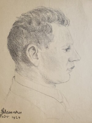 Zeichnung Kreide Portrait Junger Mann Marie Meyer-Glaeseker Signiert 1924