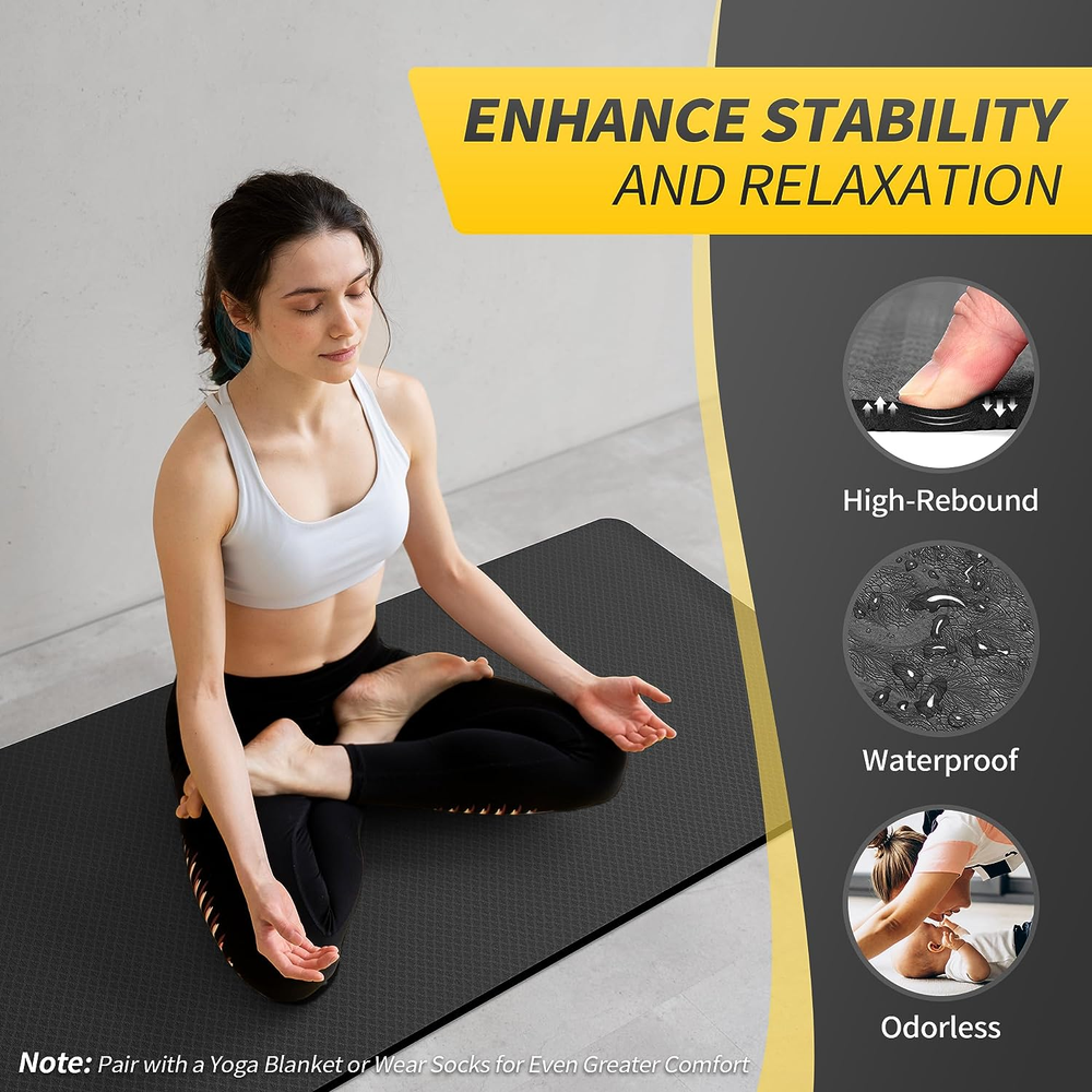 Extra thick 1/3, 1/4 & 2/5 inch non-slip yoga mat for women men and kids