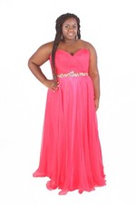 New Alyce Paris 35576 B'Dazzle Watermelon Chiffon Sweetheart Prom Dress Size 4