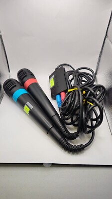 SONY PS2/PS3 OFFICIAL SINGSTAR MICROPHONES WITH ADAPTER BUNDLE READY TO PLAY!