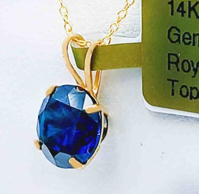 ECHTER 3,46 kt KÖNIGSBLAUTOPAS ANHÄNGER 14K GELBGOLD - kostenlose Bewertung - Neu mit Etikett