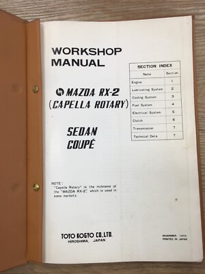 MAZDA RX2 CAPELLA ROTARY SEDAN COUPE WORKSHOP MANUAL BOOK ORIGINAL