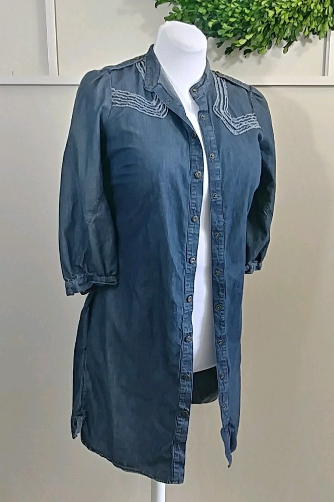 Diesel Long Denim Button-Up Jean Jacket Dress Size S  
