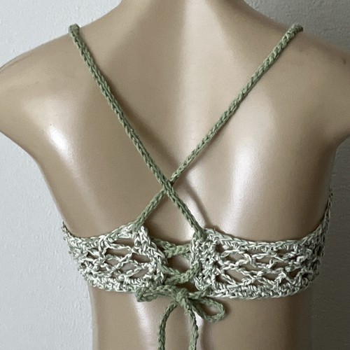Summer Crochet Crop Tank Cheeky Shorts Set Granny Squares Sexy M High Waist - Picture 6 of 15