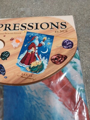 Impressions Hand Painted Flag Santa  28''x41''christmas By NCE