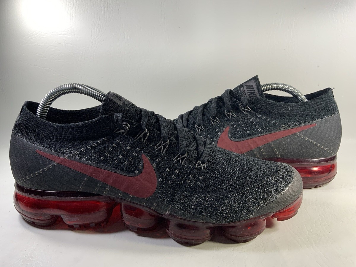 Nike Air Vapormax Flyknit Bred Dark Team Red Black Mens Size 9.5 