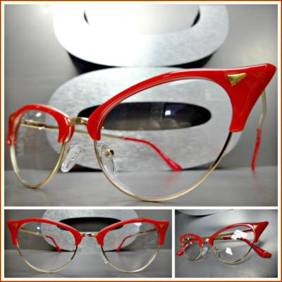 Classy Elegant 60's Retro Cat Eye Style Clear Lens EYE GLASSES