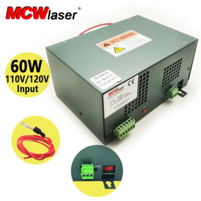 MCWlaser 60W CO2 Laser Power Supply 110V&220V for 60W Tube & 40W-60W Engraver