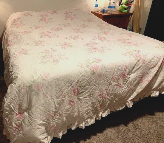 Manta Edredón SIMPLY SHABBY CHIC Floral ROSA BRUMOSA Volantes Algodón Completo/Reina Foto 2 de 4