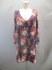Lulus Size XL Womens Floral Scoop Neck Long Sleeve Lightweight Swing Dress 990
