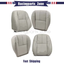 Driver Passenger Leather Seat Cover Bottom Top Gray For 07-14 GMC Sierra 1500