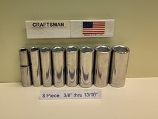Craftsman Deep Socket 8 Piece Set Sae 38 Drive 6 Point 38 Thru 1316 Nos Usa