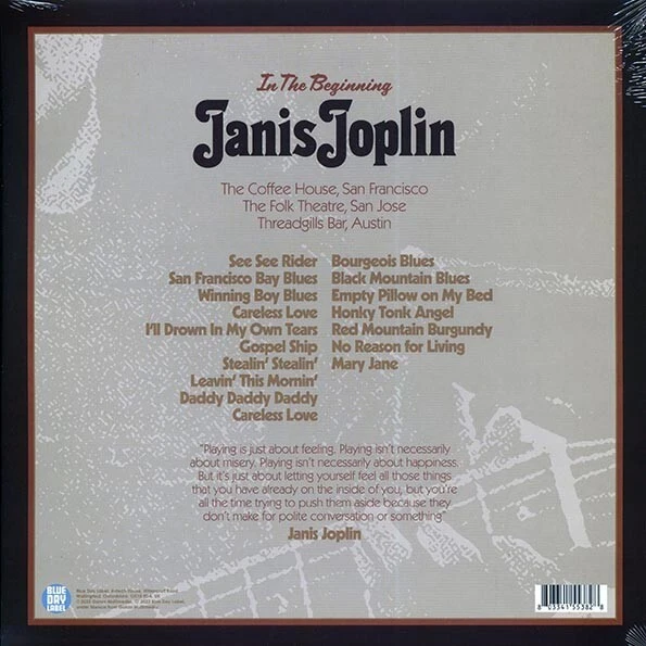 JANIS JOPLIN - In The Beginning, Live: San Francisco 1962 (VINYL LP) ** NEW ** - Image 2 of 4