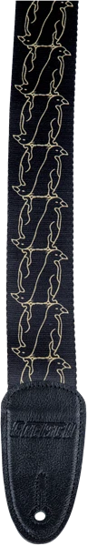 Correa de guitarra Gretsch pingüinos dorados alternativos - negra Foto 2 de 2