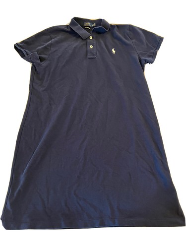 Ralph Lauren Mesh Mini Polo Shirt Dress Navy Collared Short Sleeve Large Womens