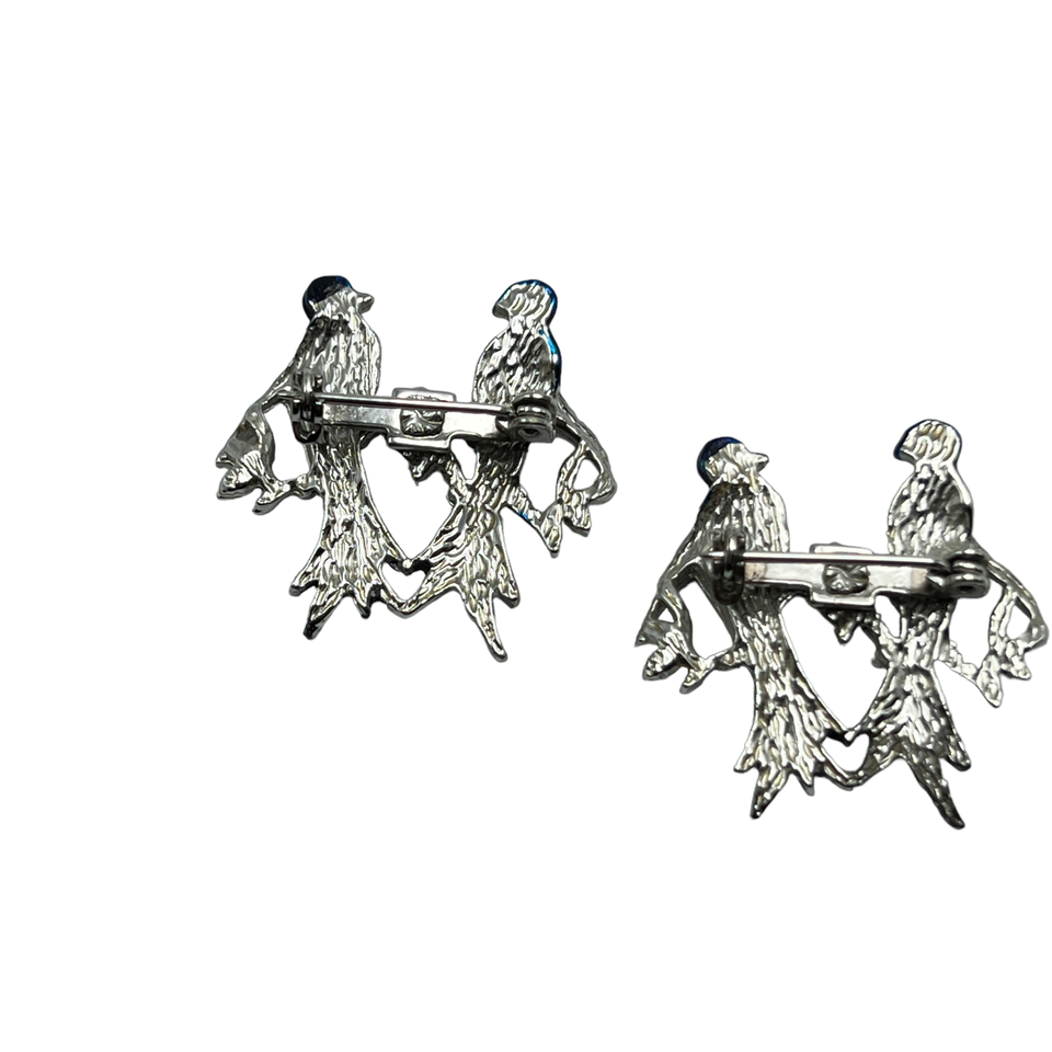 Vintage Love Bird Brooches Set of 2 with Blue and White Enamel Pins eBay