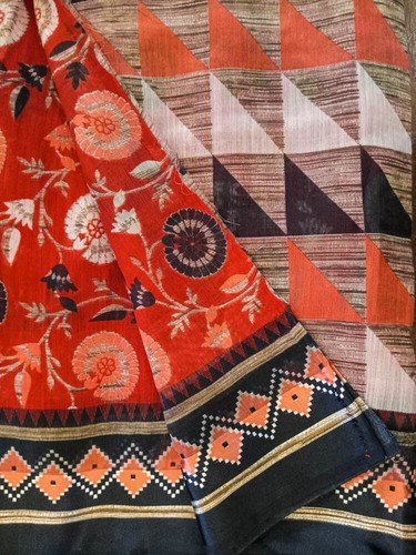 Vintage Indian Pure Cotton Sari Wrap Sarong Printed Sari Ethnic Textile PCS6598 - Picture 8 of 9