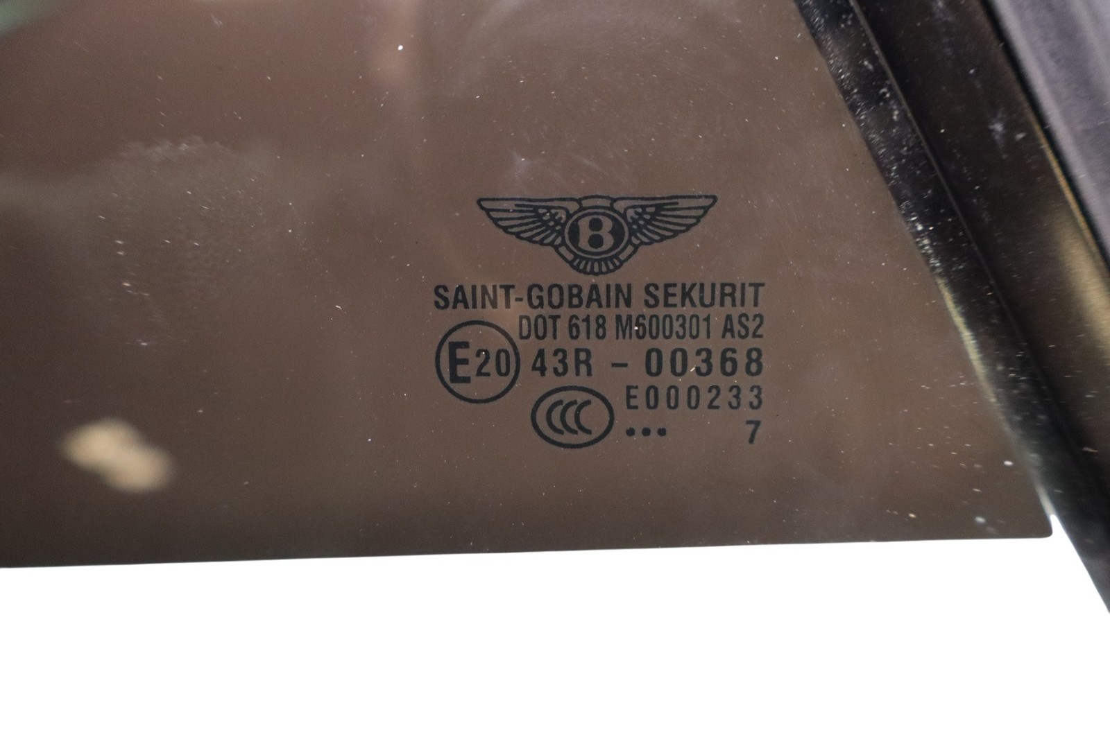 03-10 Bentley Continental GT Coupe Rear Right Side Quarter Window GlasS