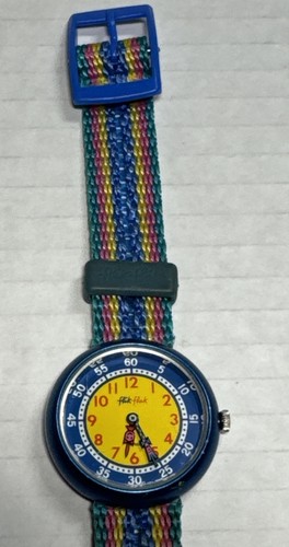 Swatch FLIK FLAK Retro Aluminum Blue Yellow Wristwatch, Blue Mix Band Swiss 1988 - Picture 4 of 13