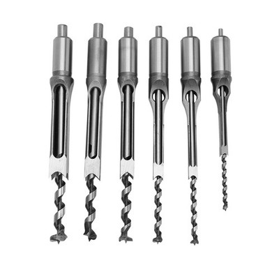 6x SquaRe Hole Saw Auger Drill Bit Mortising Chisel Woodworking Tool SET