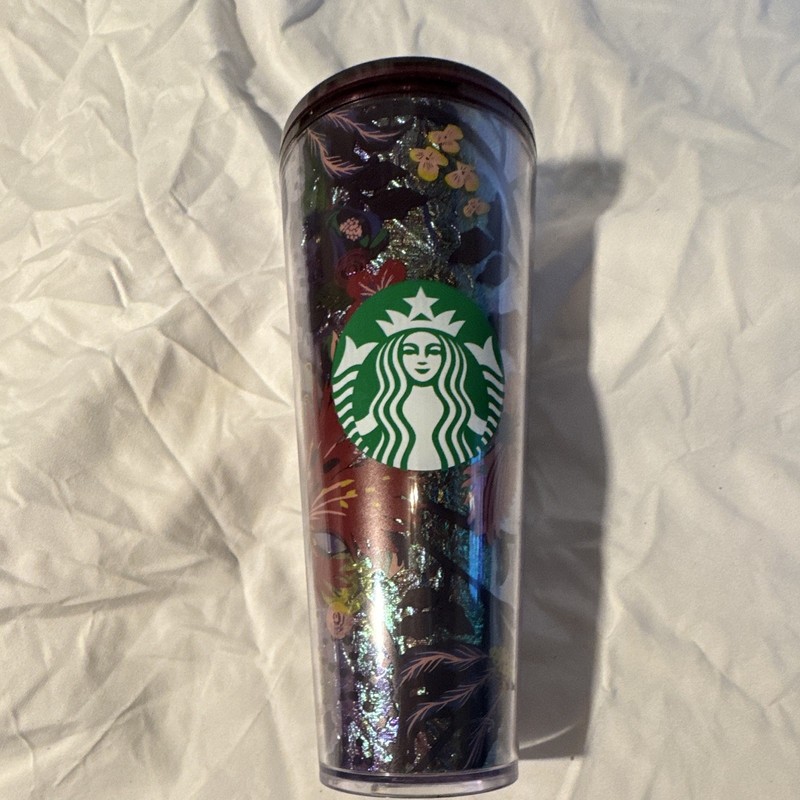 Starbucks Multicolor Floral Print Tumbler Cup with Logo, Coffee & Tea Theme
