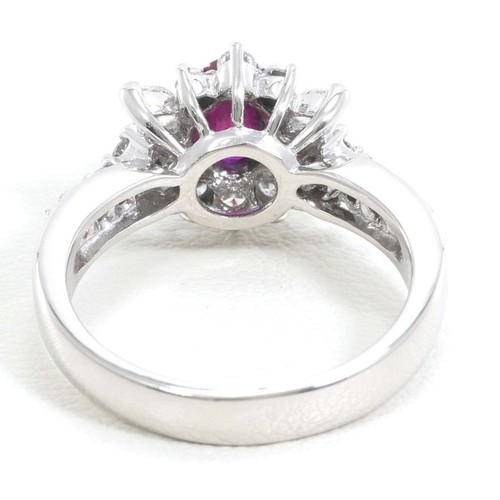 Platinum 900 ring 10.5 size Ruby 0.72 Diamond About7.1g Free shipping Used - Picture 6 of 9