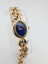 Vtg Pulsar Watch Women 17mm Case Blue Dial Gold 7" Band V810-6480- New Battery