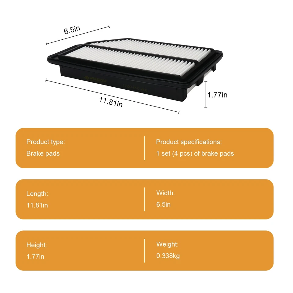 Filtro de aire del motor para Honda Odyssey 2011 2012 2013-2015 17220-RV0-A00 CA11042. Foto 3 de 4