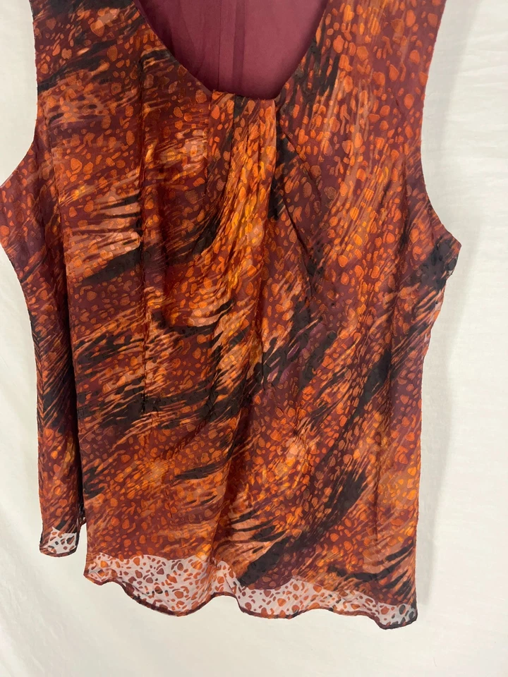 COLDWATER CREEK Майка размер XL молнии стороны красный оранжевый без рукавов собранный шеи - Изображение 2 из 4