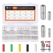 PCS-Red Copper Non Insulated Butt Connectors Kits with Heat Shrink,22-6 AWG 307