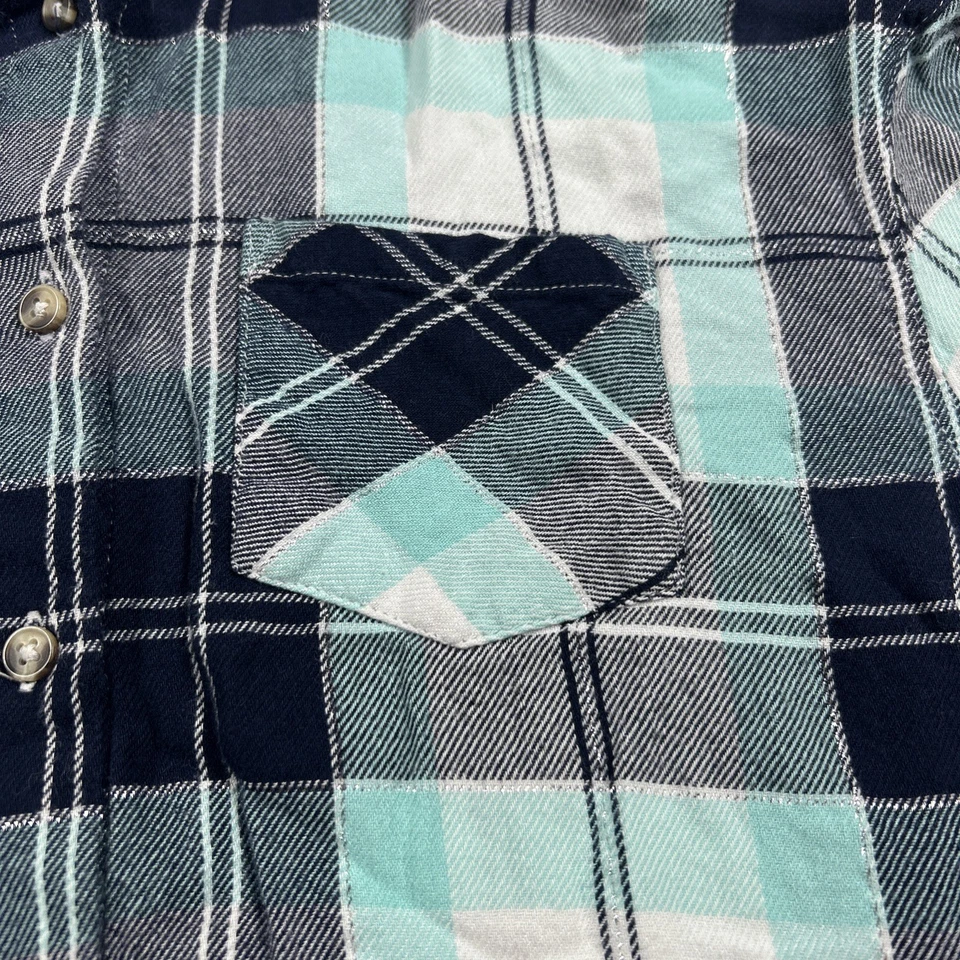 Justice девочек длинным рукавом клетку фланель с капюшоном синий большой (12-14) - Изображение 2 из 4