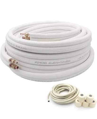 50 Ft Air Conditioning Copper Tubing Pipe Extension, 1/4" 1/2" 3/8" PE W/ EXTRAS
