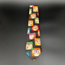 LOONEY TUNES Colorful Multi Character Vintage Men  s Neck Tie- Pre- Owned