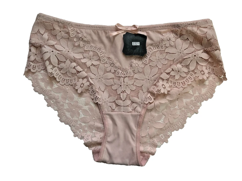 Mujer Talla M/L Rosa Confort Bragas con Encaje Elegante Bikini Transpirable Panty Foto 2 de 4