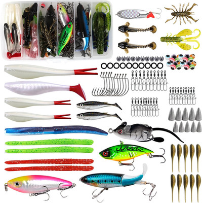 120Pcs Tackle Box with Tackle Included, Crankbaits, Spoon, Hooks, Weights & Othe