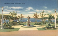 Waterfront Park,Bar Harbor,Maine,ME Tichnor 1940 Hancock County Vintage Postcard