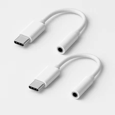 2 Pack - USB-C to 3.5mm Headphone/Headset Jack Adapter – White (Model: UCX-250)