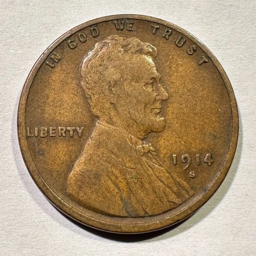 1914-S Lincoln Wheat Cent Penny Semi Key Date Album Coin Fresh to Market #2
